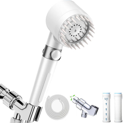 Shower Head with Handheld, Shower Heads High Pressure, High Flow Even with Low Water Pressure-Hand Held Showerhead Set,3 Modes Filtered Showerhead with 59″Replacement Hose/Bracket/Cotton Filters