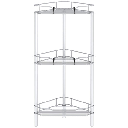 HuggieGems 4 Tier Floor Standing Corner Shower Caddy Organizer Shelf with Hooks, Bathroom Shelves Stand Rack, Black