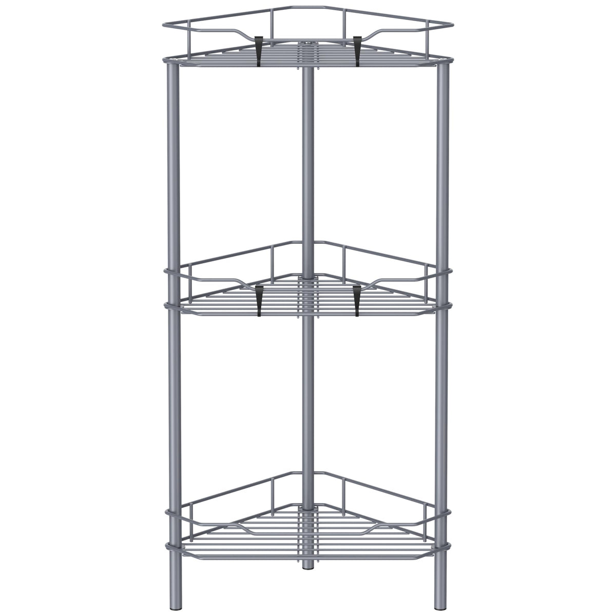 HuggieGems 4 Tier Floor Standing Corner Shower Caddy Organizer Shelf with Hooks, Bathroom Shelves Stand Rack, Black