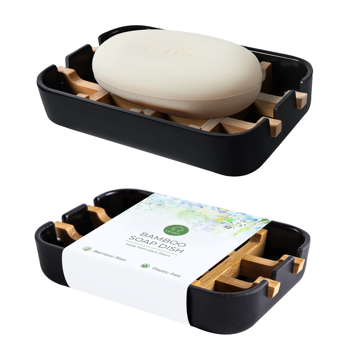 Soap Dishes for Bar Soap,2 Pack Environmentally-Friendly Bathroom Soap Dishes (Removable),2Pcs/Set Bamboo Soap Dishes Holder,Bathroom Sink Soap Dish,White