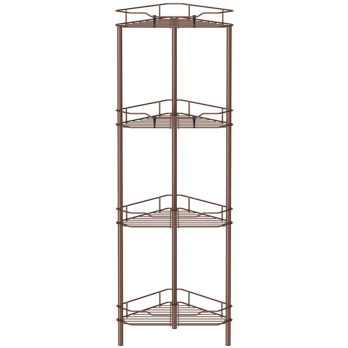 HuggieGems 4 Tier Floor Standing Corner Shower Caddy Organizer Shelf with Hooks, Bathroom Shelves Stand Rack, Black