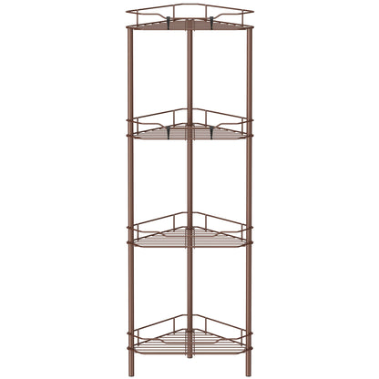 HuggieGems 4 Tier Floor Standing Corner Shower Caddy Organizer Shelf with Hooks, Bathroom Shelves Stand Rack, Black