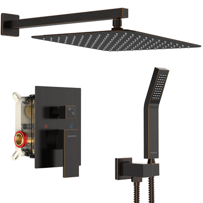 SR SUN RISE Shower Faucet Set 16-Inch Rainfall Shower Head Matte Black