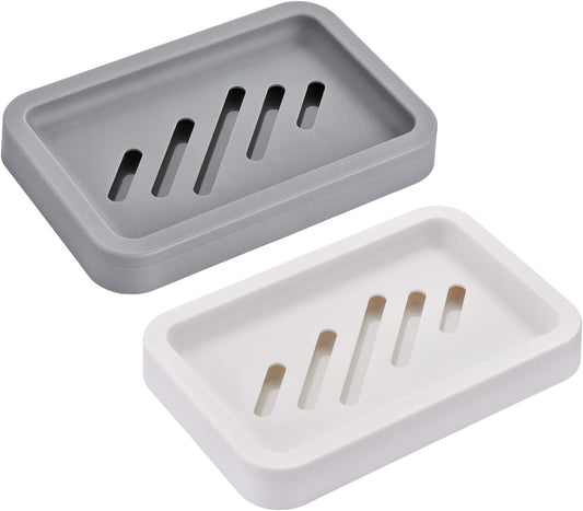 2PCS Draining Soap Dishes, Dishwashing Sponge Holder with Water Tray