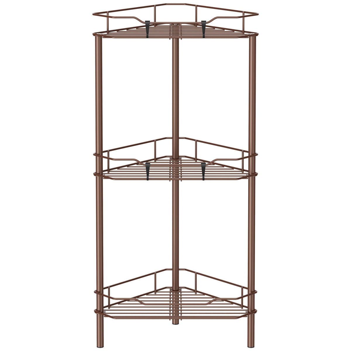 HuggieGems 4 Tier Floor Standing Corner Shower Caddy Organizer Shelf with Hooks, Bathroom Shelves Stand Rack, Black