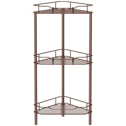 HuggieGems 4 Tier Floor Standing Corner Shower Caddy Organizer Shelf with Hooks, Bathroom Shelves Stand Rack, Black