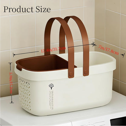 Pulseplay Portable Plastic Shower Caddy Basket with Handle Cream
