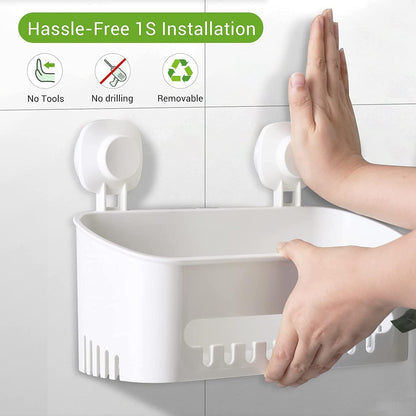 LUXEAR Suction Cup Shower Caddy, No Drilling Shower Caddy, White