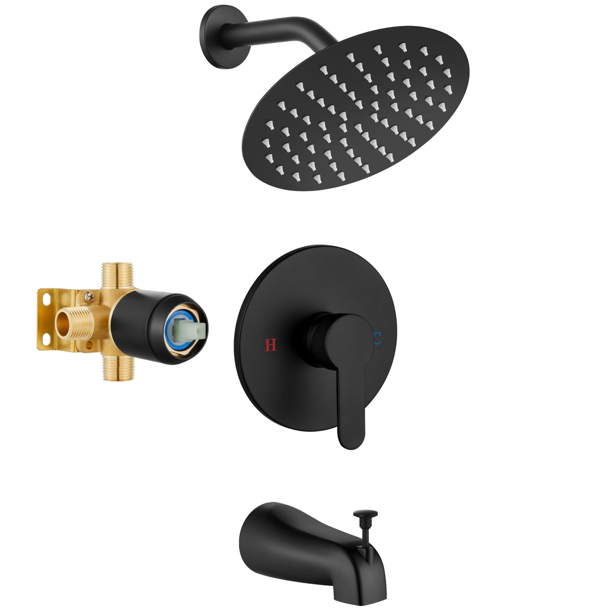 Airuida Shower Faucet Set with Tub Spout,6" Bathtub Faucet-Matte Black