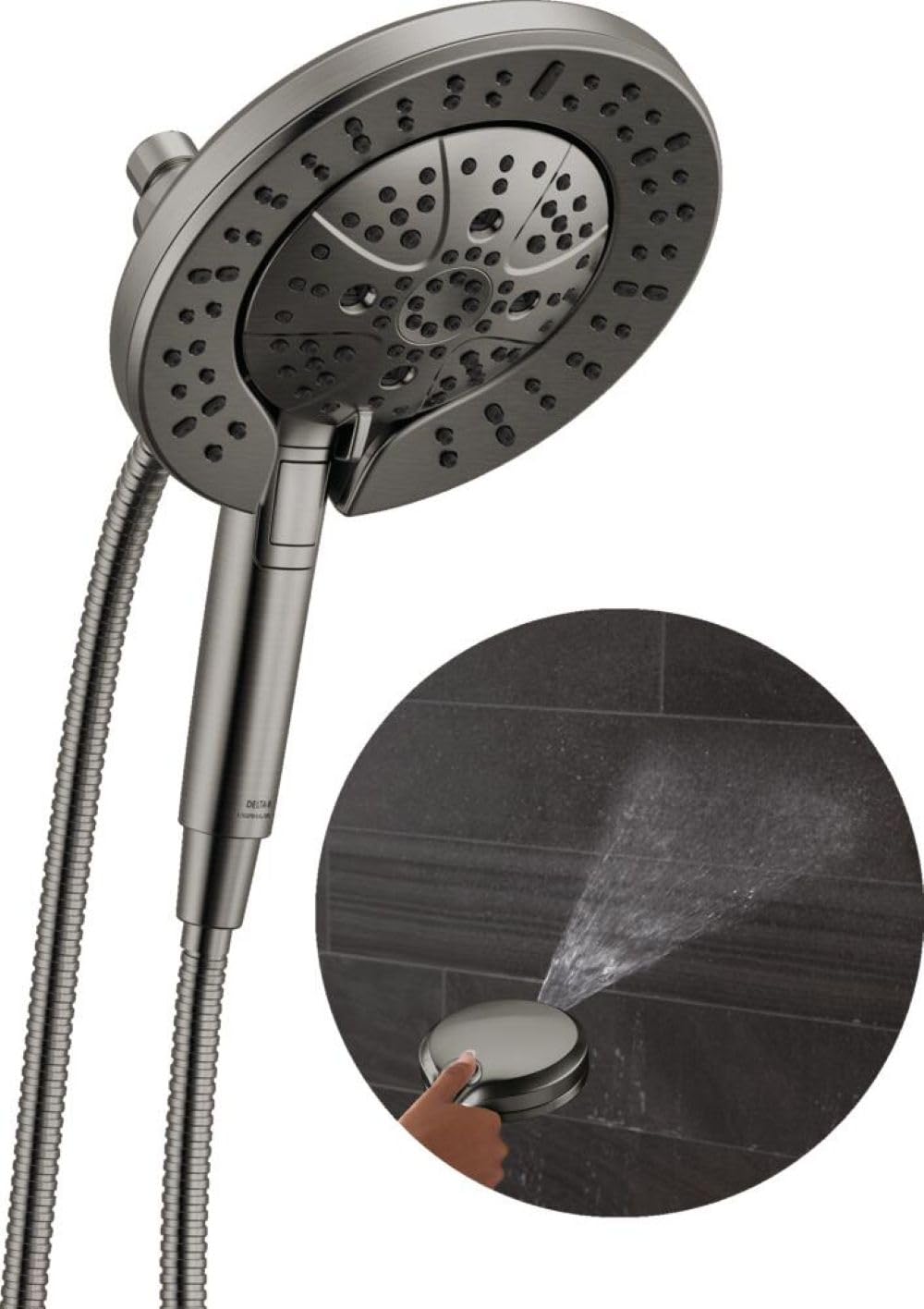 Delta Faucet 7-Setting In2ition 2-in-1 Dual Shower Head with ProClean Spray, Hose, 2.5 GPM