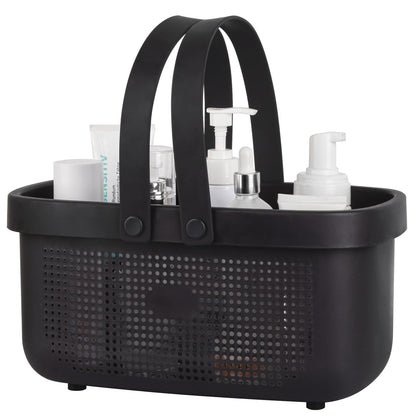 Portable Shower Caddy Basket with Handle Plastic Storage Basket Black Green
