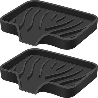 Silicone Soap Dish with Drain, SAISN Kitchen Soap Tray for Shower 2 Pack Self Draining Soap Dish Soft Bathroom Soap Holder for Kitchen Sink Flexible Portable Soap Saver, White