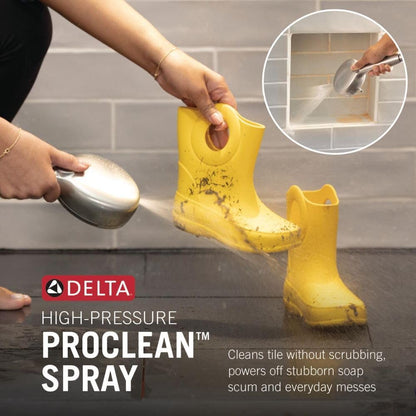 Delta 5-Setting HydroRain 2-in-1 Dual Shower Head with ProClean Spray, Brushed Nickel High Pressure Shower Head with Handheld Spray, 1.75 GPM Flow Rate, Satin Nickel 75419SN