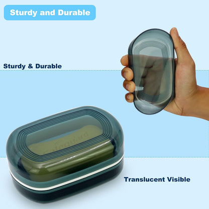 Travel Soap Container, Bar Soap Holder, Portable Soap Case, Soap Dish with Lid for Traveling, Camping, Gym, Bathroom (Blue Style-1)