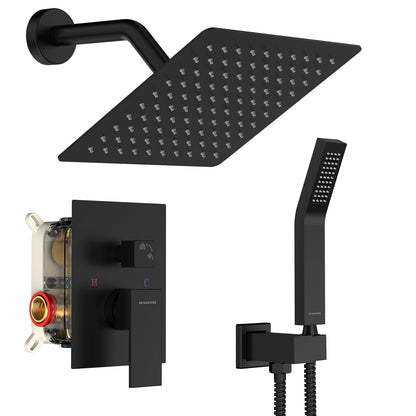 SR SUN RISE Shower Faucet Set 16-Inch Rainfall Shower Head Matte Black