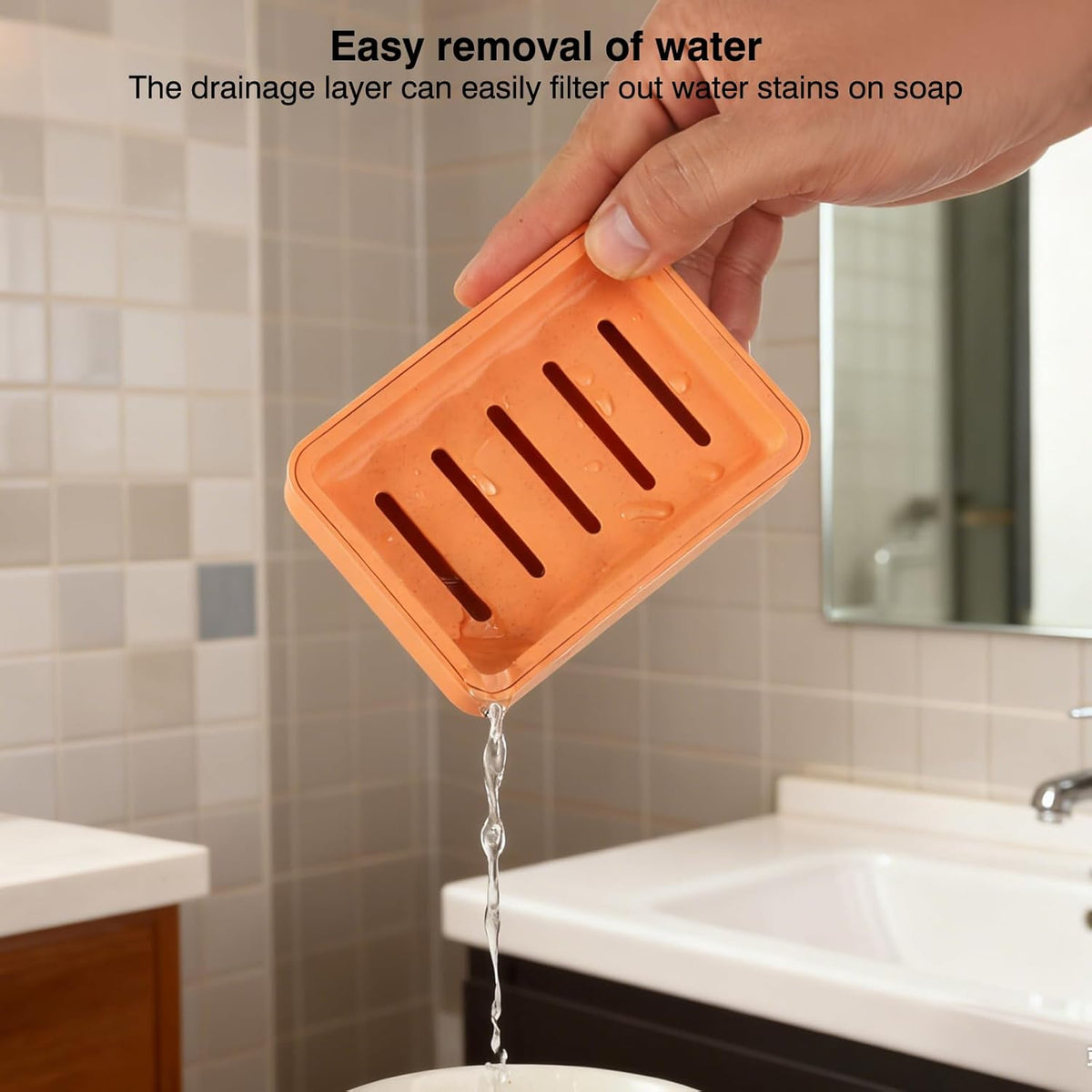 Soap Dish with Drain 2 Pack Plastic Sponge Holder for Shower
