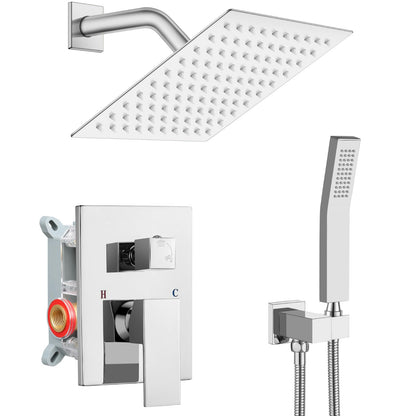 gotonovo Shower Faucet Set with Handheld Spray Matte Black,10'' Head