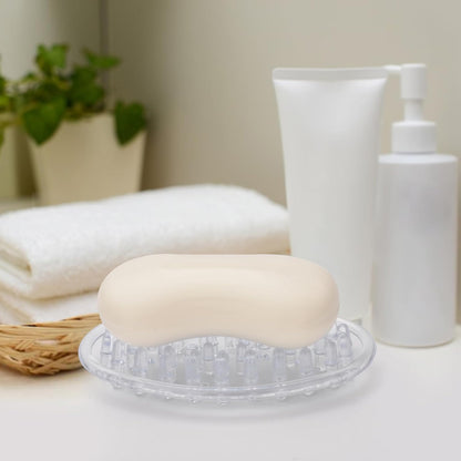 2 Pieces Plastic Soap Dish Clear Bar Holder Tray Self Draining Soap Saver with Holes Soap Container for Bathroom Counter, Kitchen