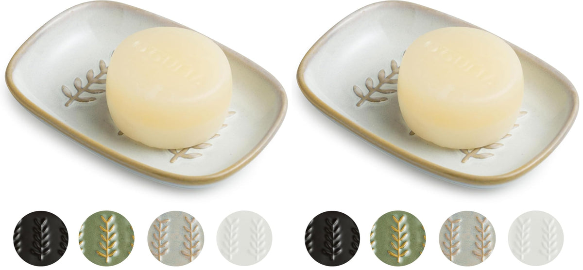 Miamolo Soap Dish Bar Cleaner Dish for Shower, Ceramic Soap Dishes for Large Soap Bar Shampoo or Sponge, Shower Soap Dish Soap Saver Tray for Bathroom Kitchen Sink, Easy to Clean
