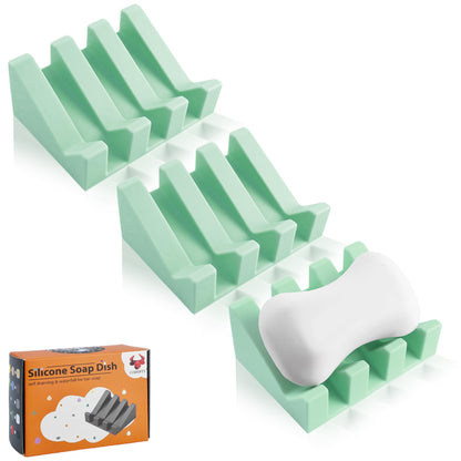 Self Draining Soap Dish Holder,Silicone Soap Dish,for Bathroom,Kitchen, Sponges，Can Extend Soap Life，Keep Soap Bars Dry and Easy Cleaning (White,1-Pack)