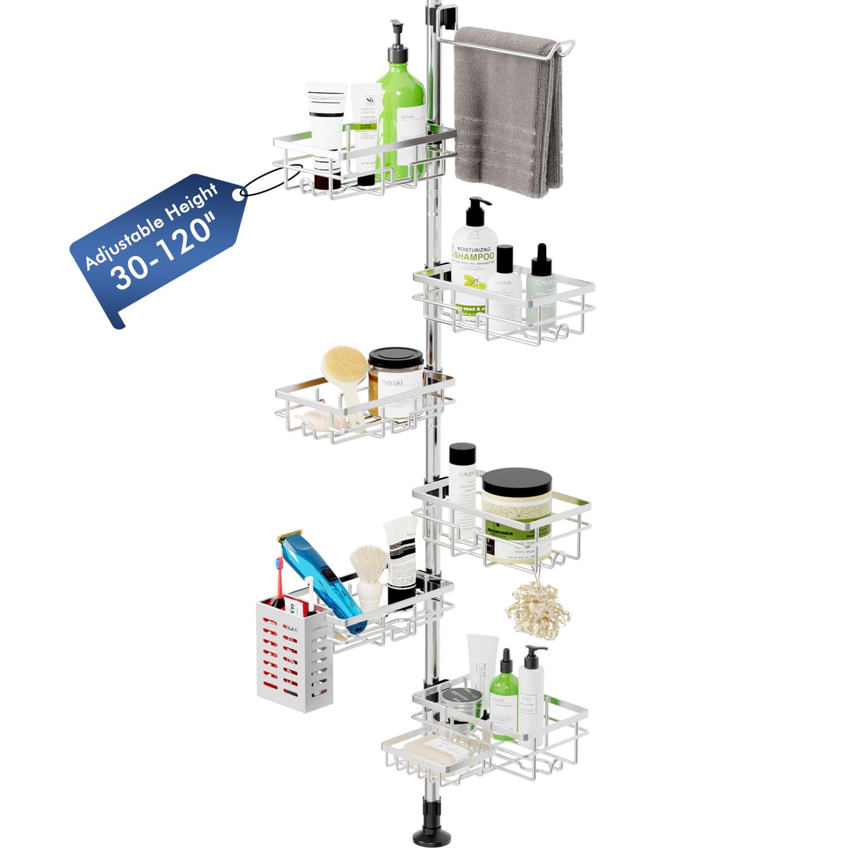 Shower Caddy Organizer Tension Pole, Corner Shower Shelves Bathroom Storage