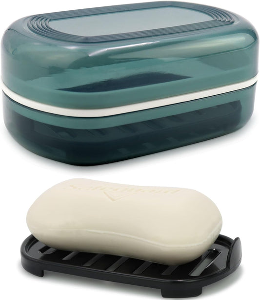Travel Soap Container, Bar Soap Holder, Portable Soap Case, Soap Dish with Lid for Traveling, Camping, Gym, Bathroom (Blue Style-1)