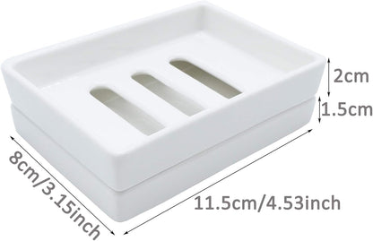 Ceramic Soap Dish Bar Soap Holder Double Layer Soap Tray Draining
