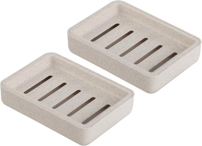 Soap Dish with Drain 2 Pack Plastic Sponge Holder for Shower