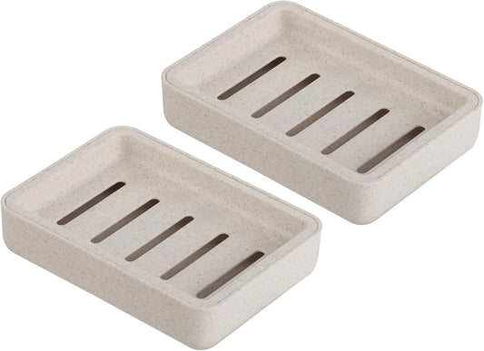 Soap Dish with Drain 2 Pack Plastic Sponge Holder for Shower