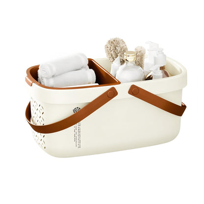 Pulseplay Portable Plastic Shower Caddy Basket with Handle Cream