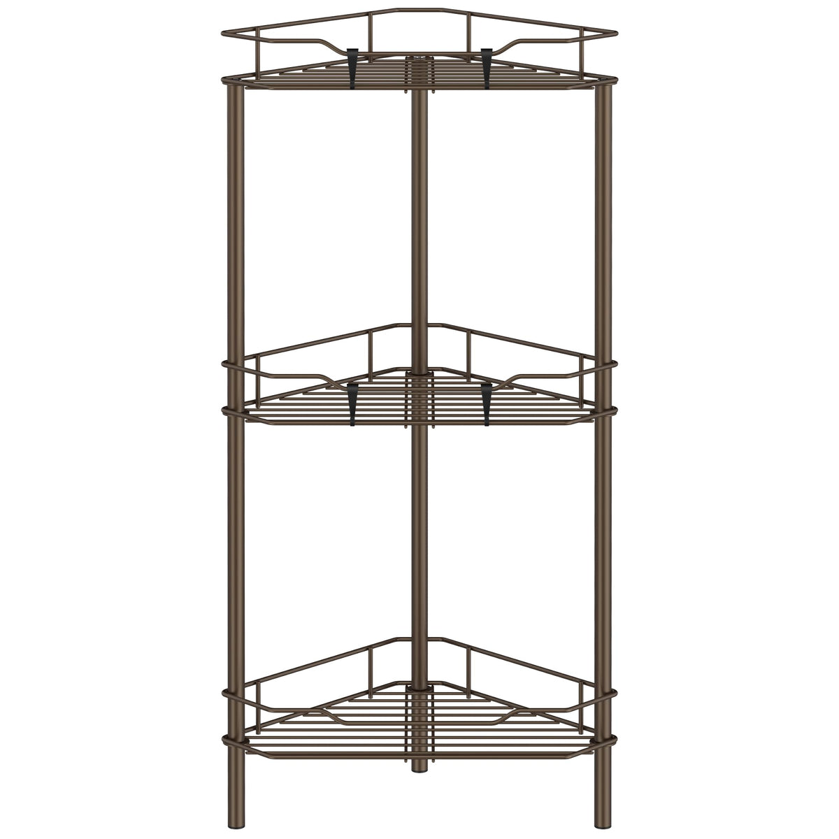 HuggieGems 4 Tier Floor Standing Corner Shower Caddy Organizer Shelf with Hooks, Bathroom Shelves Stand Rack, Black