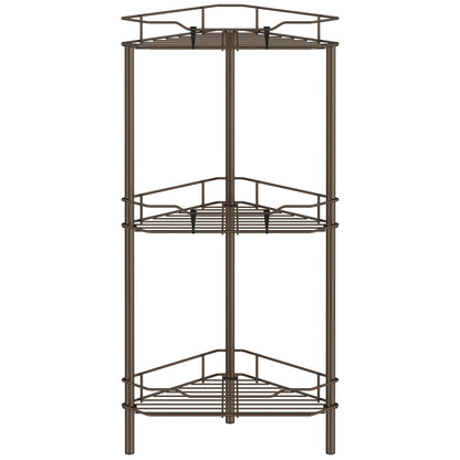 HuggieGems 4 Tier Floor Standing Corner Shower Caddy Organizer Shelf with Hooks, Bathroom Shelves Stand Rack, Black