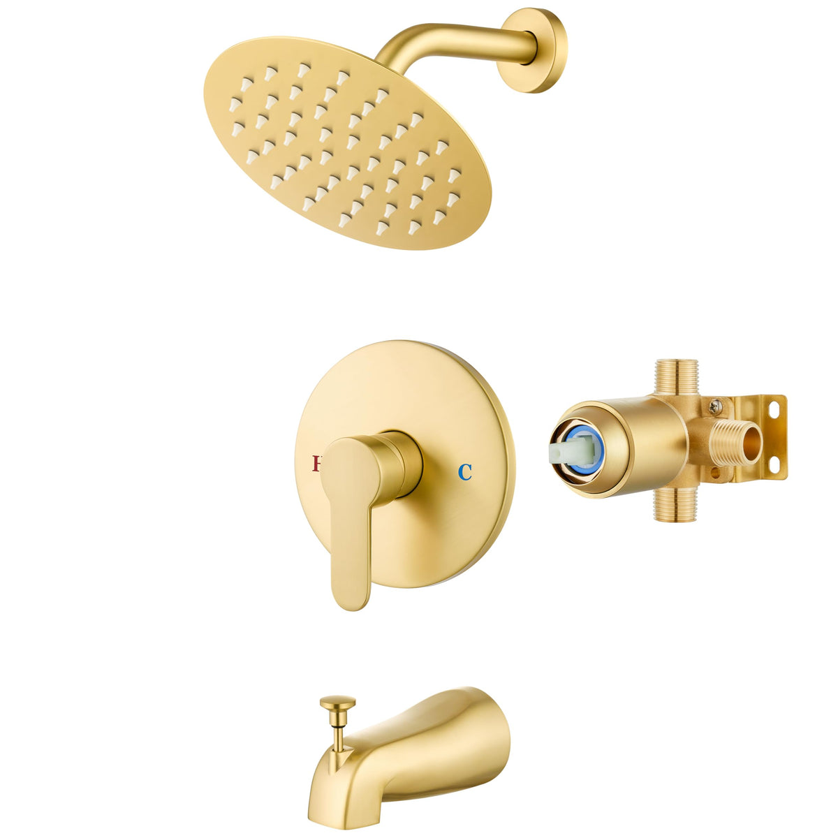 Airuida Shower Faucet Set with Tub Spout,6" Bathtub Faucet-Matte Black