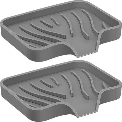2PCS Self Draining Soap Holder,Spofit Silicone Soap Dish, Suitable for for Kitchen, Bathroom, Shower, Bath Tub,Soap Container (Beige)