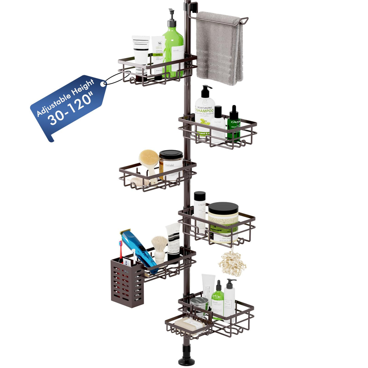 Shower Caddy Organizer Tension Pole, Corner Shower Shelves Bathroom Storage