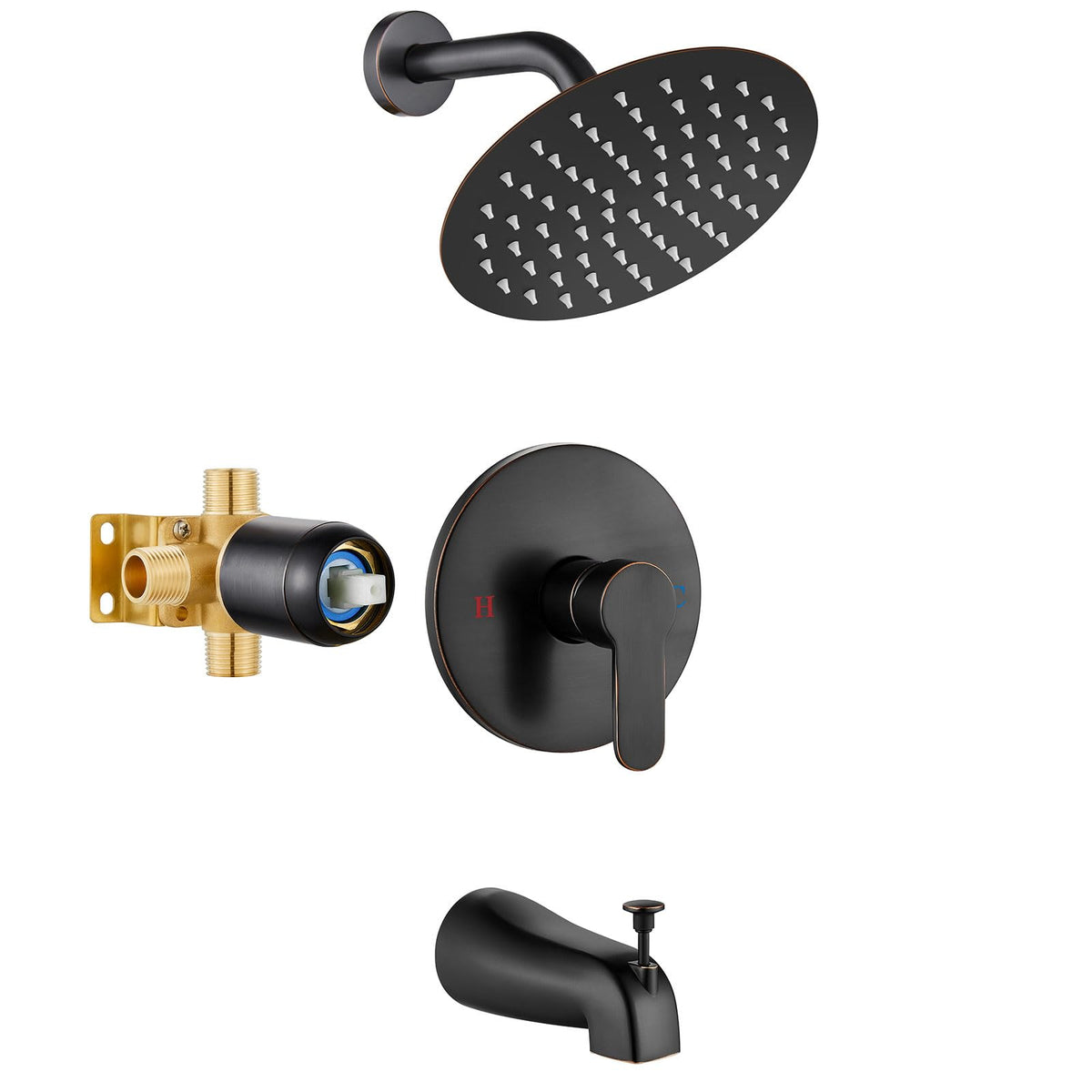 Airuida Shower Faucet Set with Tub Spout,6" Bathtub Faucet-Matte Black