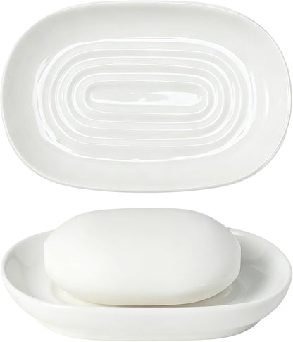 White Ceramic Soap Dish/Tray for Bathroom Shower Kitchen