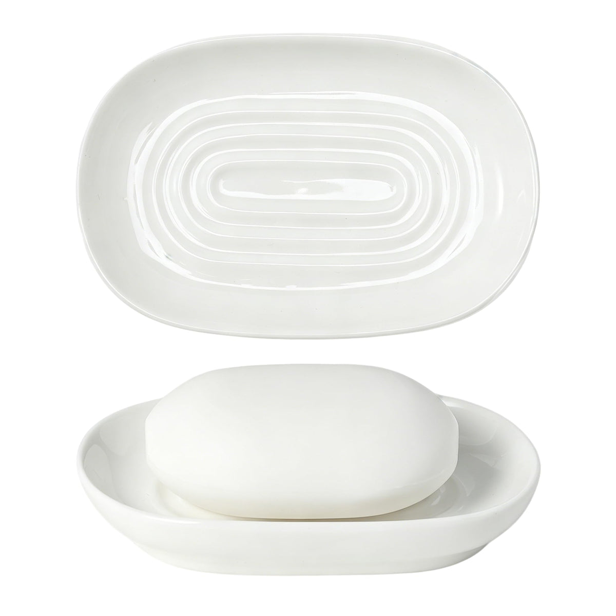White Ceramic Soap Dish/Tray for Bathroom Shower Kitchen