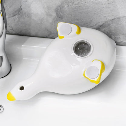 Ceramic Duck Soap Dish, Self-Draining Soap Holder for Sink and Shower