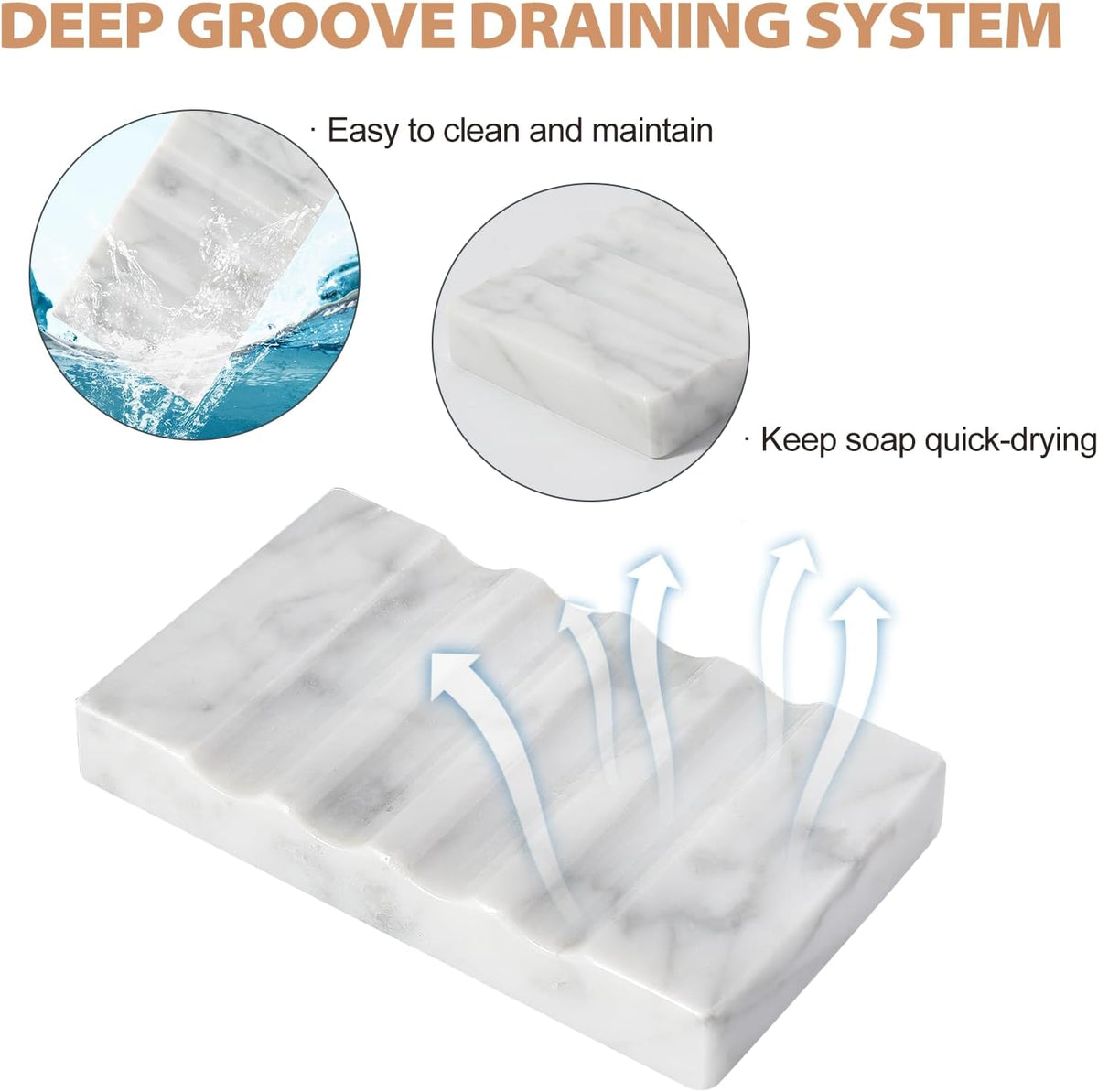 Koville Bianco Carrara White Soap Dish Luxury Marble Soap Holder