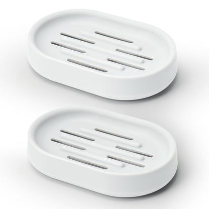 Topsky Soap Dish for Shower, 2pcs Soap Dishes Soap Savers for Bar Soap, Soap Bar Holder Shower with Drip Tray, Plastic Soap Holders with Drain for Kitchen Sink, Easy to Clean, Keeps The Soap Dry