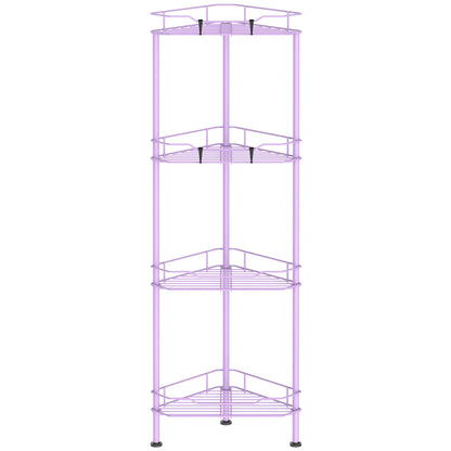 HuggieGems 4 Tier Floor Standing Corner Shower Caddy Organizer Shelf with Hooks, Bathroom Shelves Stand Rack, Black