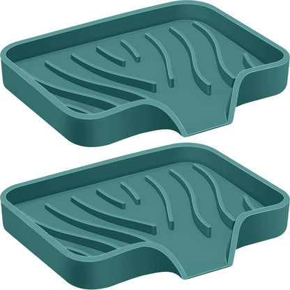 2PCS Self Draining Soap Holder,Spofit Silicone Soap Dish, Suitable for for Kitchen, Bathroom, Shower, Bath Tub,Soap Container (Beige)
