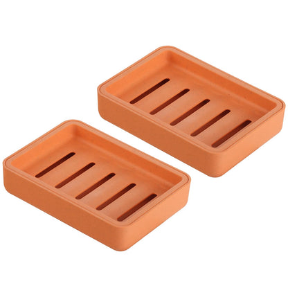 Soap Dish with Drain 2 Pack Plastic Sponge Holder for Shower