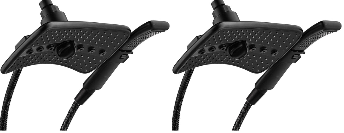 BRIGHT SHOWERS High Pressure Dual Shower Head Combo, Handheld Showerhead Rainfall Shower Head Combo with Black Face, 60 Inch Long Stainless Steel Shower Hose, Chrome