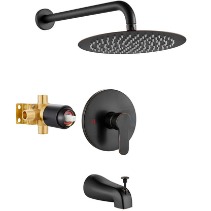 Airuida Shower Faucet Set with Tub Spout,6" Bathtub Faucet-Matte Black
