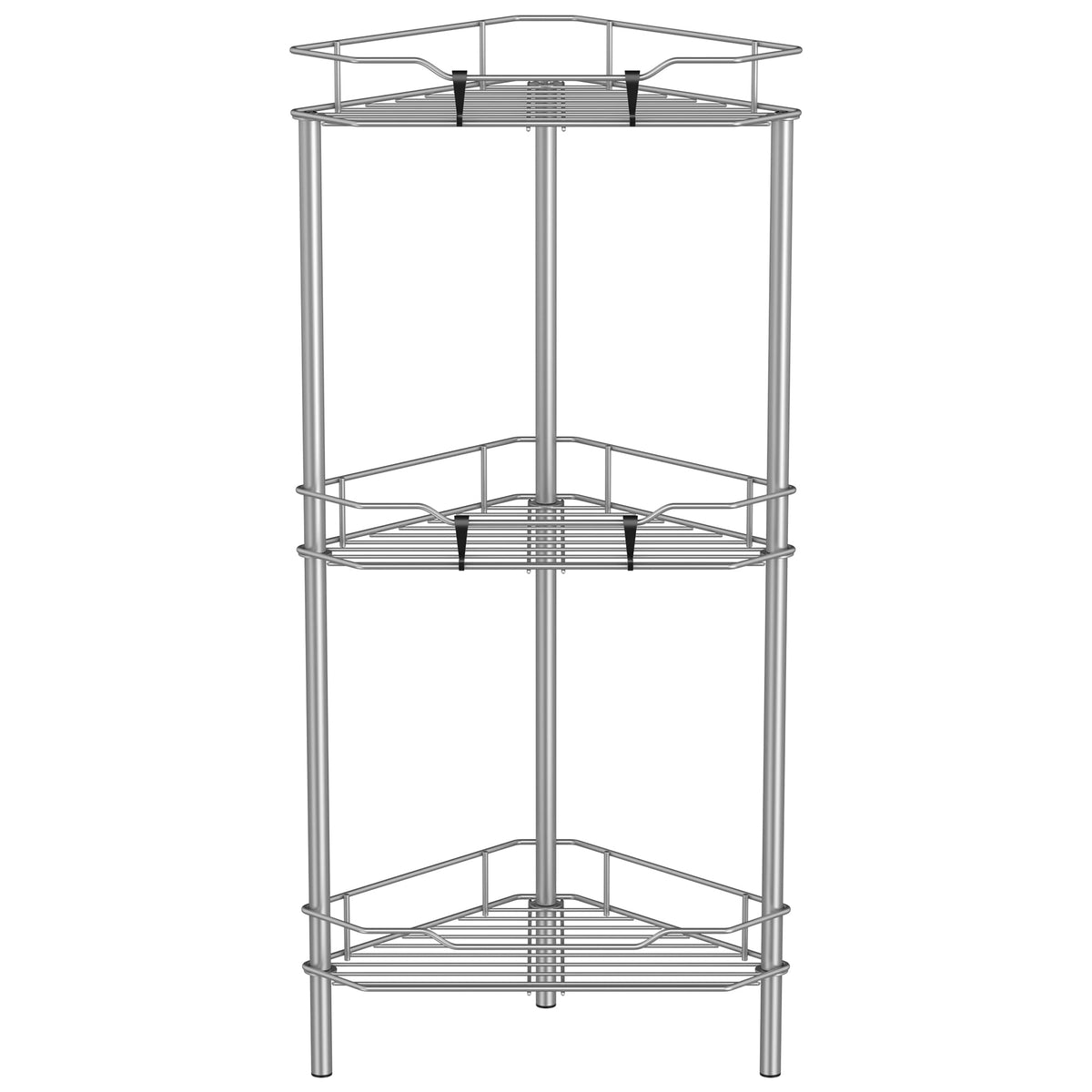 HuggieGems 4 Tier Floor Standing Corner Shower Caddy Organizer Shelf with Hooks, Bathroom Shelves Stand Rack, Black