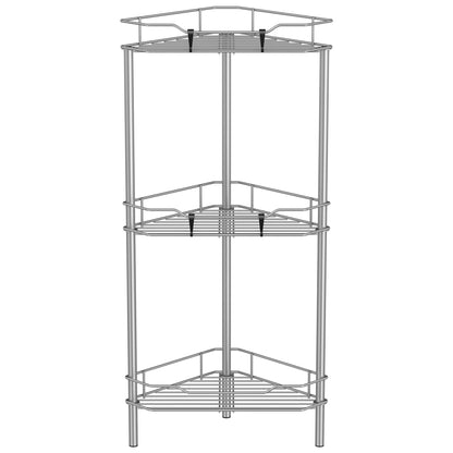 HuggieGems 4 Tier Floor Standing Corner Shower Caddy Organizer Shelf with Hooks, Bathroom Shelves Stand Rack, Black