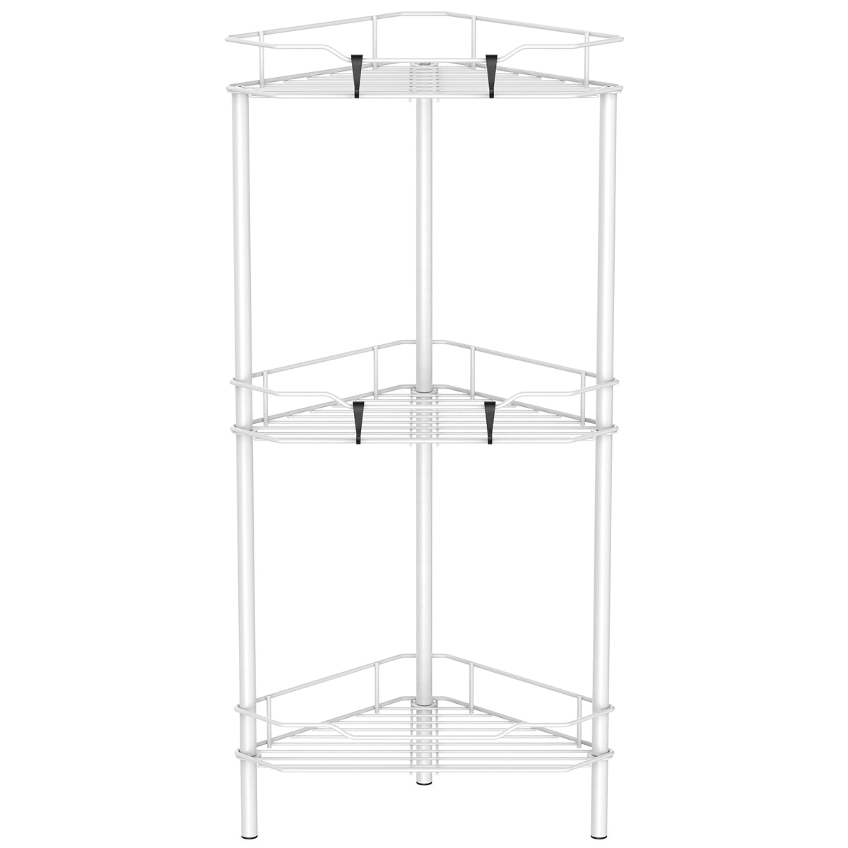 HuggieGems 4 Tier Floor Standing Corner Shower Caddy Organizer Shelf with Hooks, Bathroom Shelves Stand Rack, Black