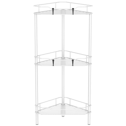 HuggieGems 4 Tier Floor Standing Corner Shower Caddy Organizer Shelf with Hooks, Bathroom Shelves Stand Rack, Black